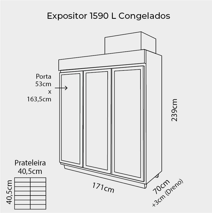 Expositor 3 Portas 1.590 Litros – Congelados