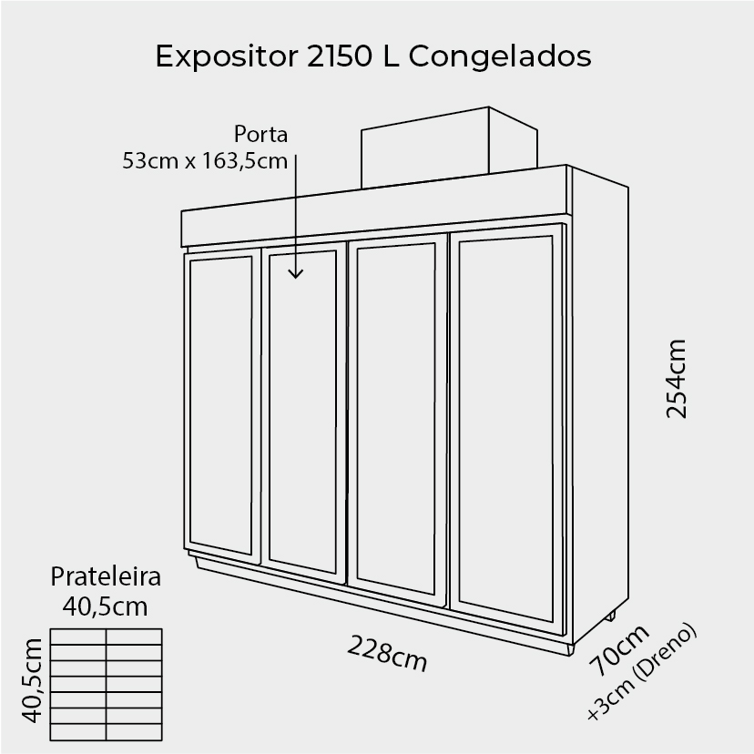 Expositor 4 Portas 2.150 Litros – Congelados
