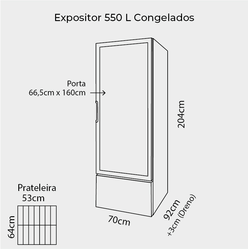 Expositor 1 Porta 550 Litros – Congelados