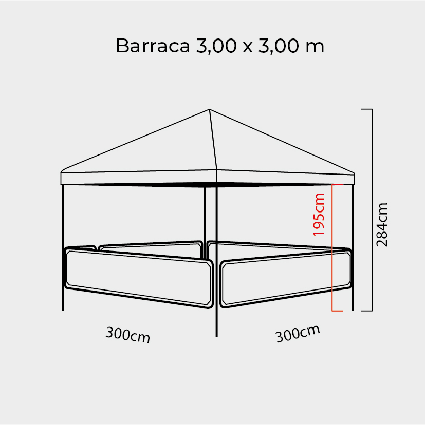 Barraca com Lateral em Lona 3×3 metros